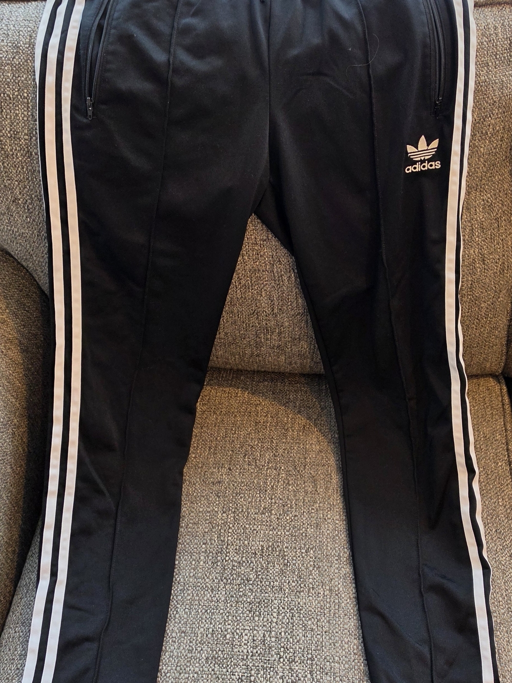adidas Woman Black Jogger Pants with White Three-Stripe Sides
